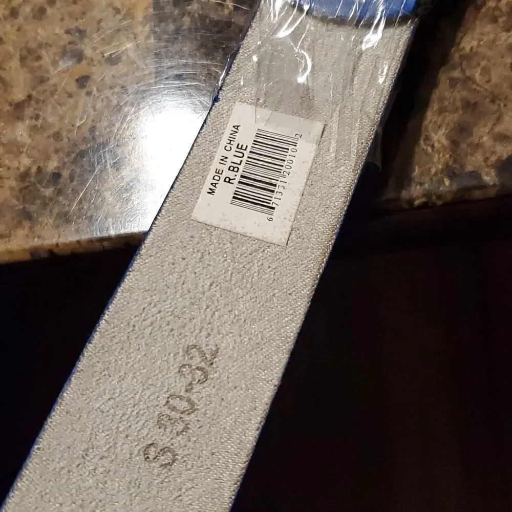 1.5 inch wide royal blue riveted belt